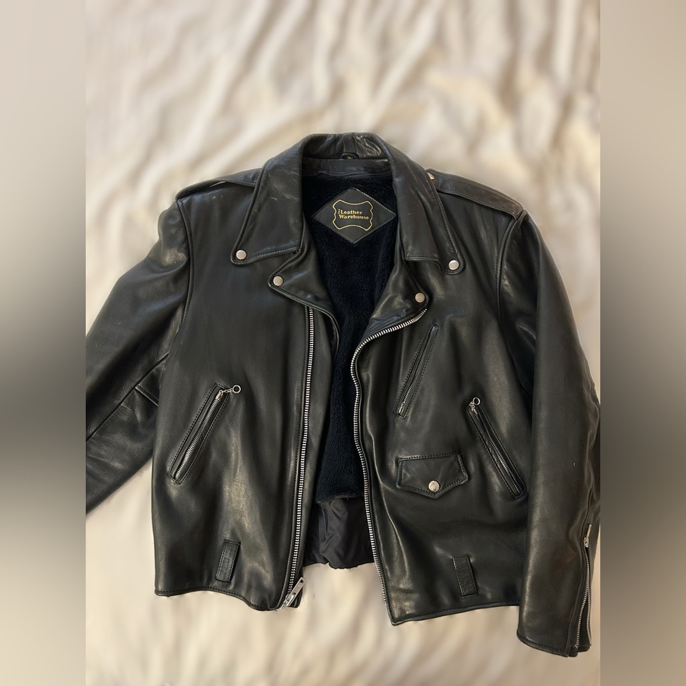 The Leather Warehouse Genuine Leather Biker Jacket